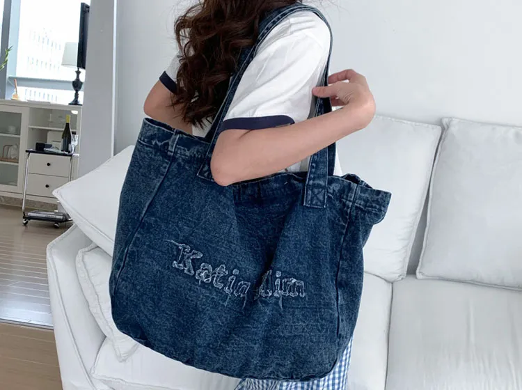 Embroidered Logo demin tote